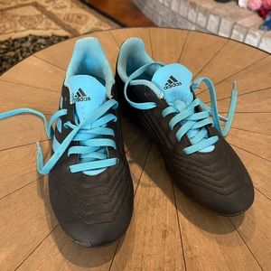 Blue and black adidas soccer cleats, youth size 2